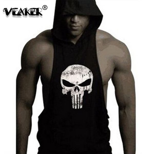 

2018 new men' sleeveless fitness hoodies sweatshirts tank men gyms tank hoodie tees vest m-3xl, White;black