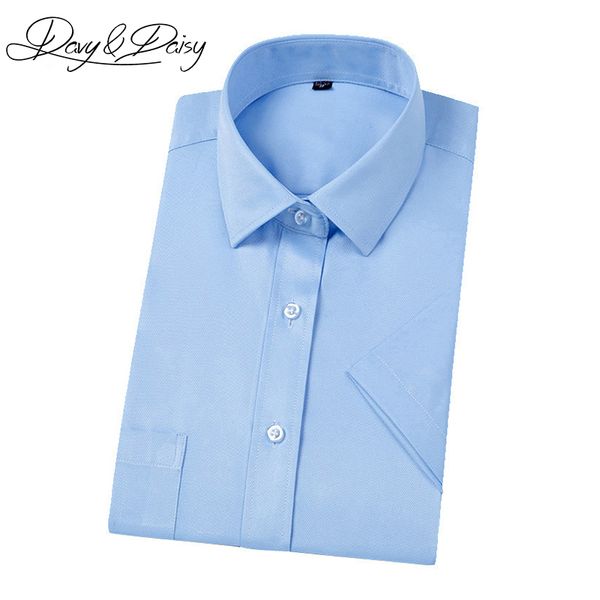 

davydaisy высокое качество платье рубашка мужчины лето с коротким рукавом бизнес slim fit твердые формальные социальные рубашки мужчины cami, White;black