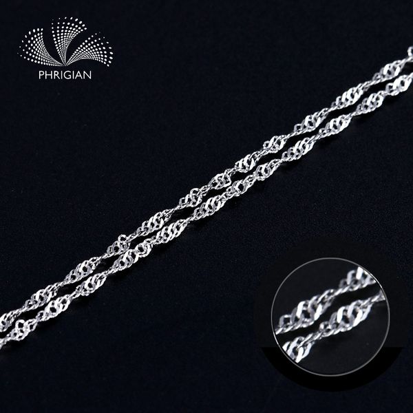 

certified 925 s925 sterling silver geniune 1mm wave chain bling shining wholesale 16 18 inch acceossory jewelry finding bulk