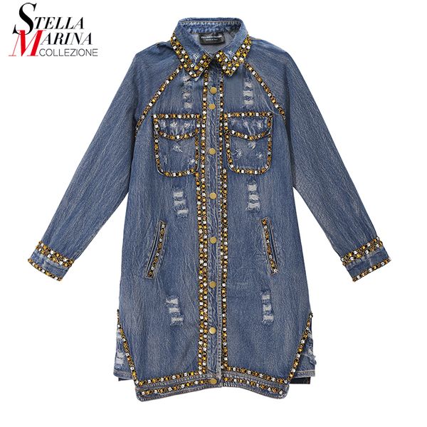 

2018 korean style women autumn winter long vintage denim jacket coat long sleeve female casual jean jacket stylish outwear 3697, Black;brown