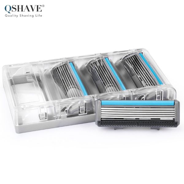 

qshave black spider man manual shaving razor germany x5 blade with trimmer blade, 4 & 8 &16 cartridges choice