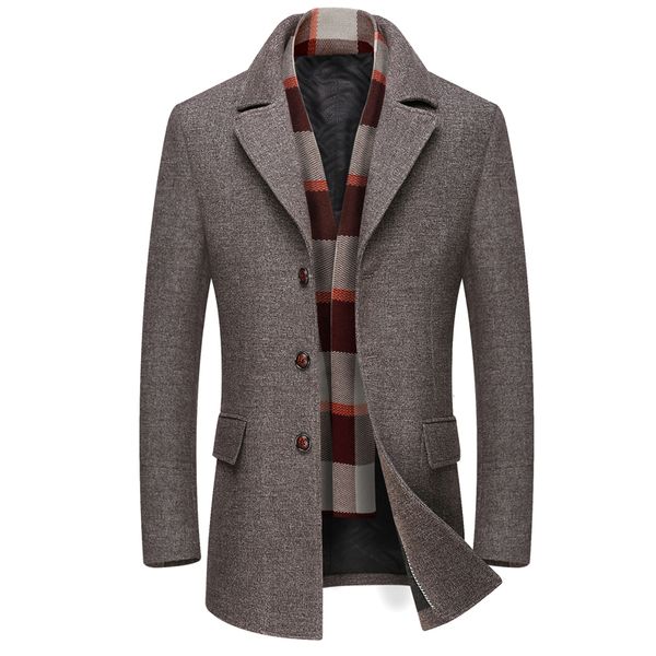 

men's wool coat grey brown korean thick lapels long slim sailor coat business casual winter clothes plus size 5xl, Black
