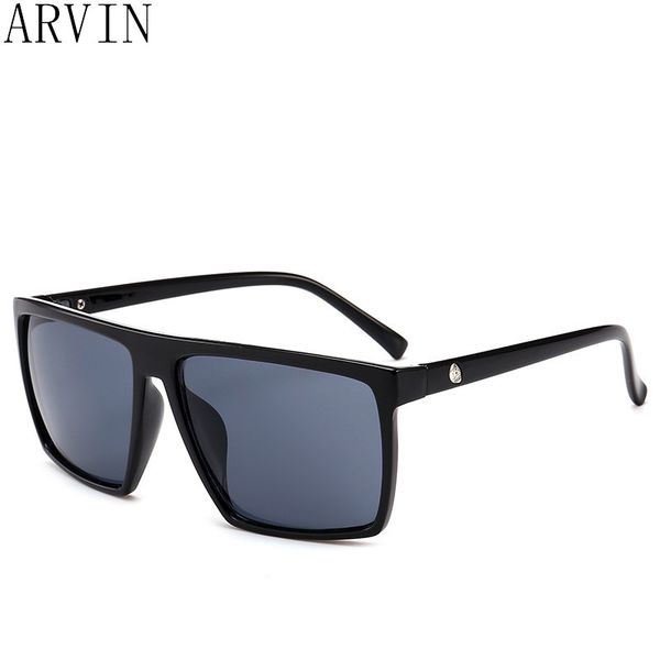 

2018 oversized square sunglasses men brand designer thin plastic frame resin lens male black sun glasses shades uv400, White;black