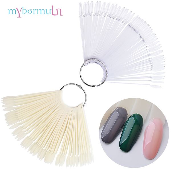 

50 pcs false nail tips color card practice display board showing tools transparent/natural manicure nail art practice tools, Red;gold
