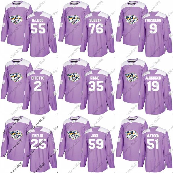 

2018 Fights Cancer Jersey 4 Ryan Ellis 2 Anthony Bitetto 14 Mattias Ekholm 20 Miikka Salomaki Nashville Predators Custom Hockey Jerseys