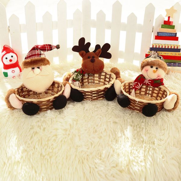 

bamboo christmas gift candy storage basket bag decoration santa claus apple storage basket merry xmas party home decoration