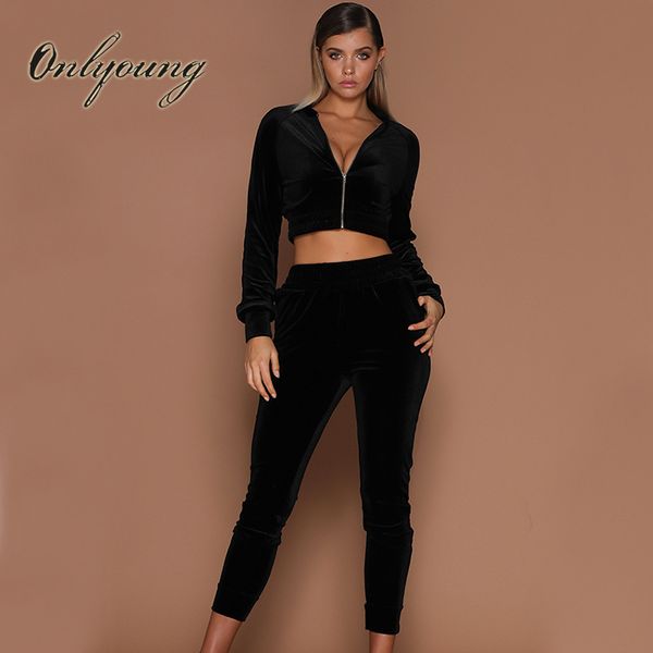 

o-neck autumn velvet tracksuit women 2 piece set and pants sportswear velvet short jacket casual harem pants joggers, Gray