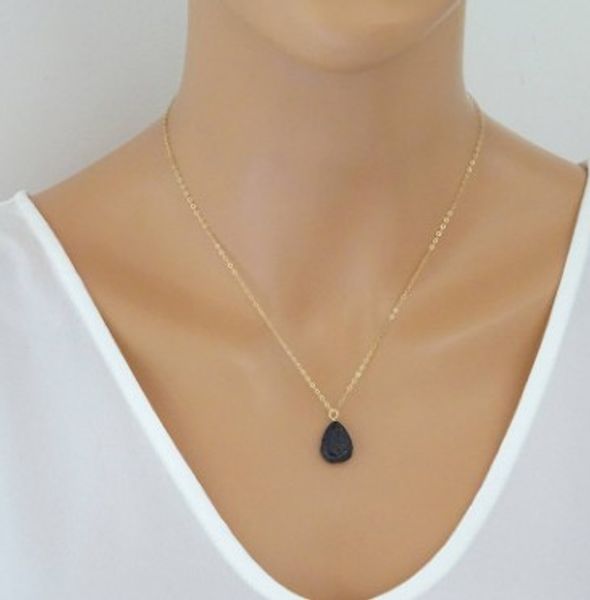 

teardrop lava rock lariat necklaces gold silver plated alloy simple volcanic rock pendant necklaces accessories gifts chokers, Golden;silver