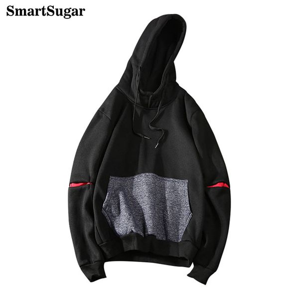 

smartsugar 2018 new brand spring men hoodies fashion hole sweatshirts casual men pullover streetwear man tracksuit, Black