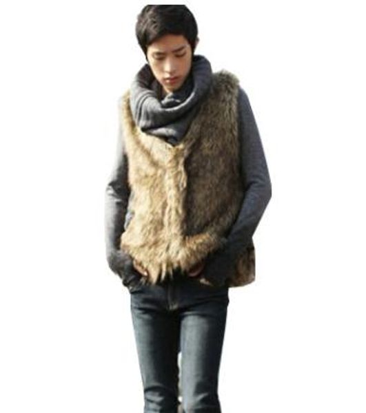 

s/6xl male imitation fur waistcoats sleeveless fur jackets winter and autumn fake vest coats mens faux vest k799, Black;white