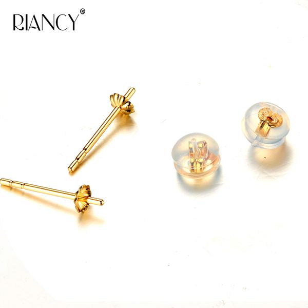 

diy pearl jewelry accessories g18k yellow gold ear pins au750 golden needle with ear plugs, Golden;silver