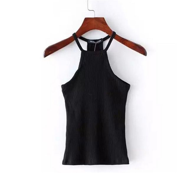 

women crop knit tank cropped ladies spaghetti strap elastic shirt knitted vest camisole black, White