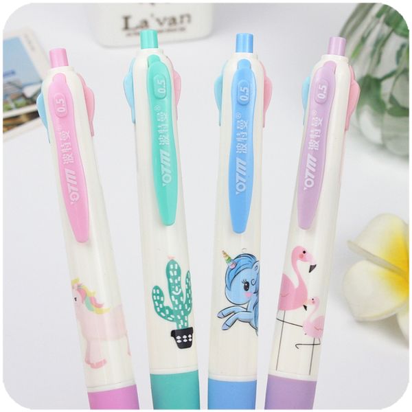 Acheter T31 4 Couleur Licorne Flamingo Presse Stylo à Bille écriture Dessin Stylo à Bille Bureau Fourniture Scolaire étudiant Papeterie De 2388 Du