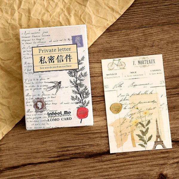 2018 lowest price clear white pearl plastic poly opp packing 28 pcs box vintage letter student mini lomo card greeting card postcard birthday letter envelope gift set message card02