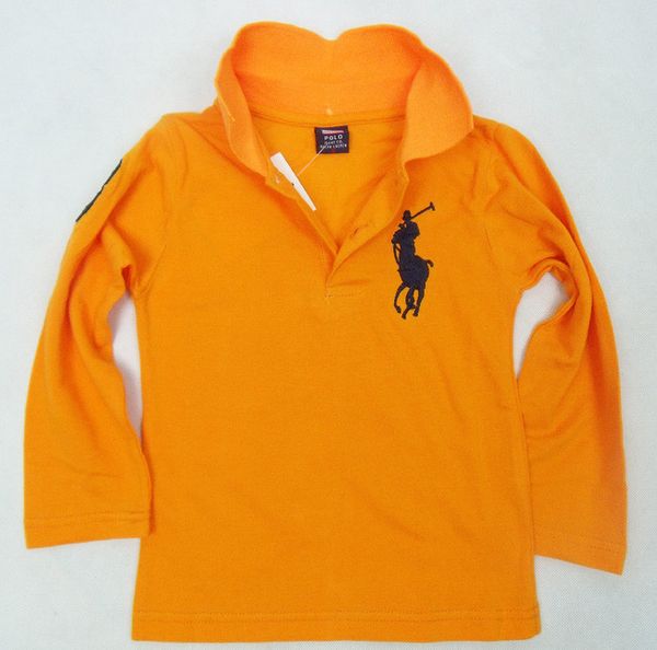 

New Kids Lapel T-shirt Classic Children Brand T shirts Boys Clothing Girls Tops Cotton Tees Solid Color Boys Polo Long sleeves t Shirt 0005
