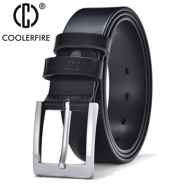 

coolerfire belts for men black and brown full grain leather big silver buckle dress belt jtc001, Black;brown