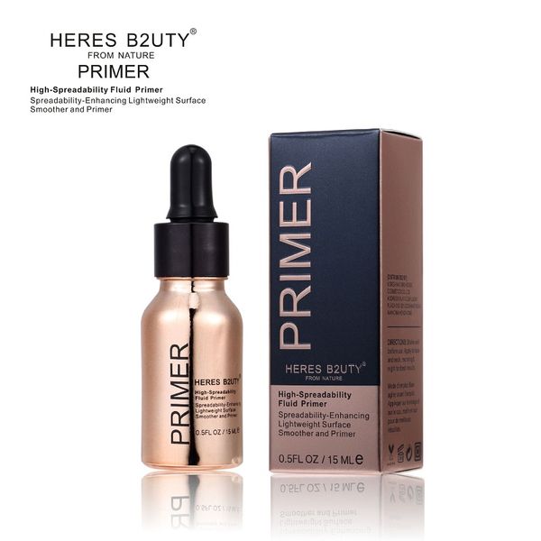 HERES B2UTY Verwischender, leuchtender Fluid-Gel-Primer, gleichmäßiger Hautton, verwischt Poren, feine Linien, langanhaltend geglättete, aufhellende Highlights, 15 ml