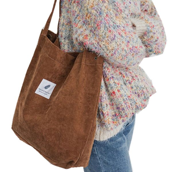 

corduroy snap buckle canvas handbags large capacity art school wind wild women shoulder bag fashion girls casual hand bag
