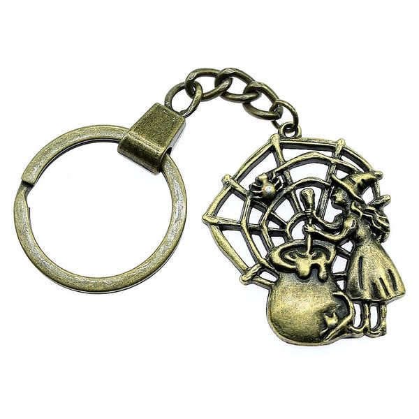 

6 pieces key chain women key rings couple keychain for keys poisonous spider cobweb sorcery witch 40x33mm, Slivery;golden