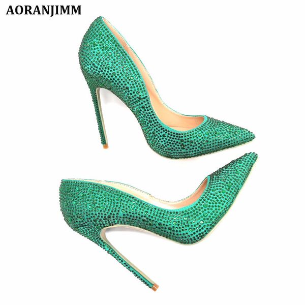 

women lady 2019 new woman green crystal rhinestone poined toes wedding heels stiletto high heels shoes pumps 12cm 10cm 8c m, Black