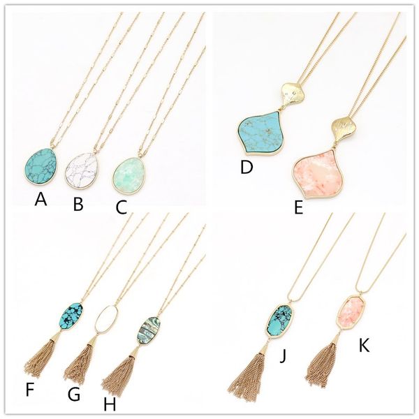 

10styles gold color geometry turquoise shell tassel druzy заявление ожерелье для женщин бренд ювелирные изделия, Silver