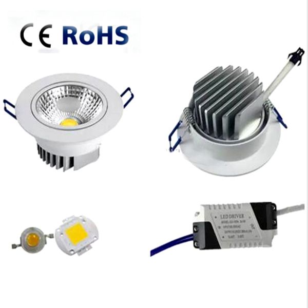 5 W 7 W 9 W 12 W Pode Ser Escurecido LED Downlight 110 v 220 v Spot LED DownLights Atacado Dimmable cob LED Spot Recesso down luzes brancas