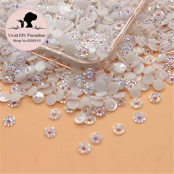 

4mm 3000pcs 3d nail art tips jelly white ab colors resin flatback rhinestone non hix use glue on nails decoration, Silver;gold