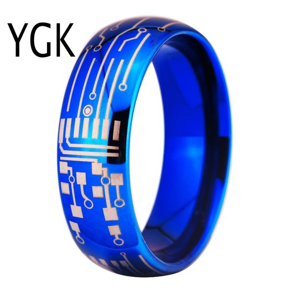 2019 ygk jewelry 8mm shiny blue dome circuit board design rings forygk jewelry 8mm shiny blue dome circuit board design rings for women new fashion ring men