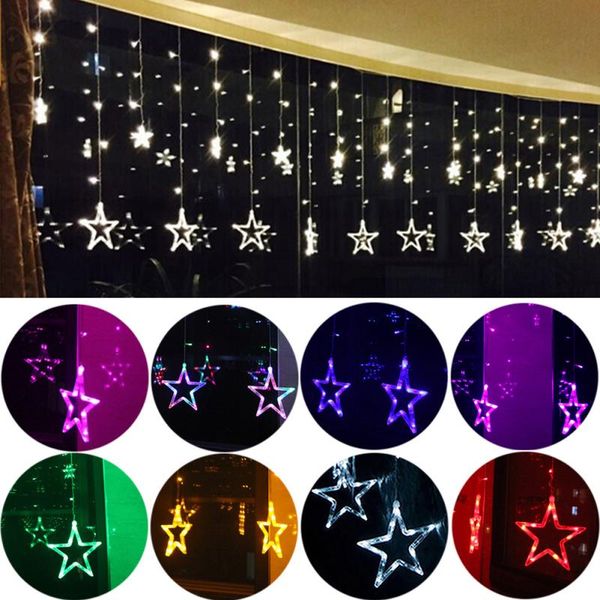 

eco friendly 2m eu plug 8w curtain star string lights christmas new year decoration christmas led lights christmas decorations