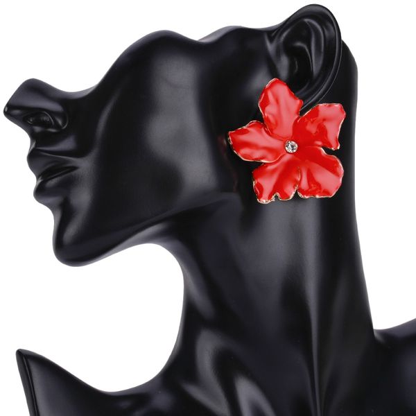 

floral earrings for women flower statement stud earring fashion metal big studs earing girls 2018 jewelry wholesale, Golden;silver