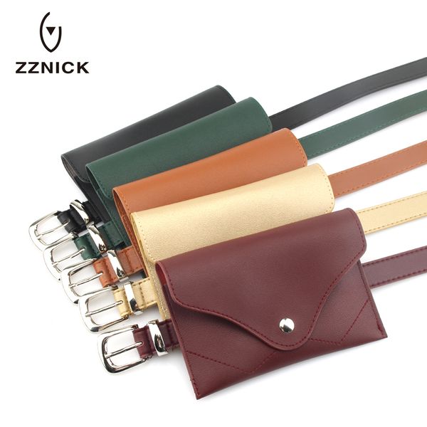

zznick 2018 fashion women waist bag pu leather waist pack for female girl belt bag pack fanny bags