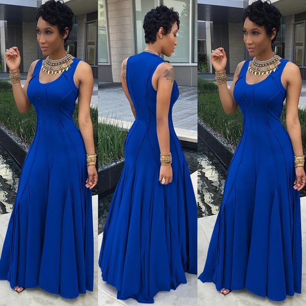 

scoop sleeveless solid high-waist pleated long dress, Black;gray