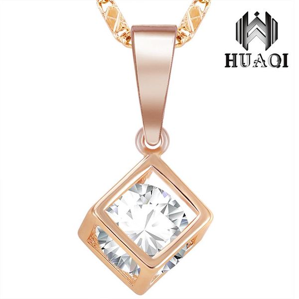 

romantic love magic cube crystal pendant necklace for women with cubic chain gloden necklace female ing, Silver