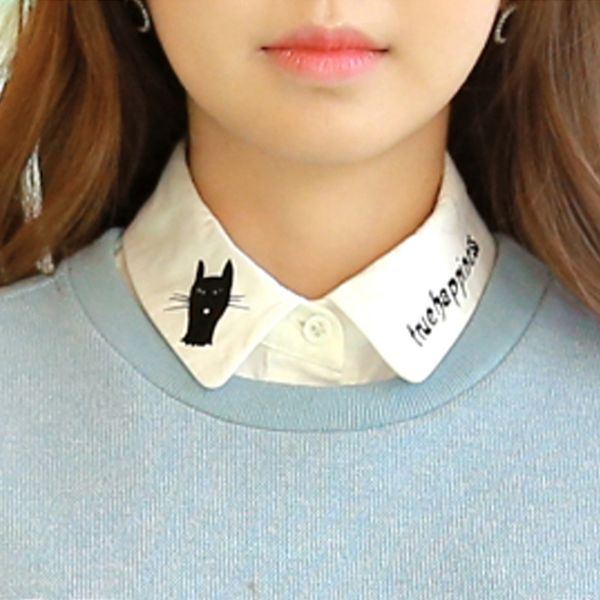 

korean style women's fake collar female spring high-quality blouse shirt detachable crystal necklace vest false fake collar, White