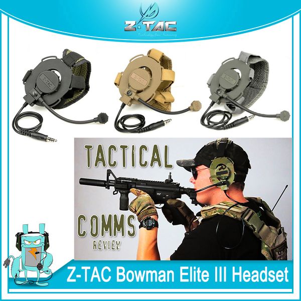 

z-tac tactical zbowman elite iii headset outdoor zbowman elite 3 version earphone softair hunting speaker microphone headphone for wargame