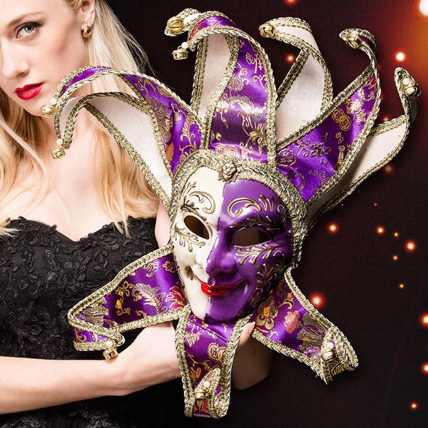 

venice mask jester jolly for costume party masquerade carnival dionysia halloween christmas classic italia mask full face pvc