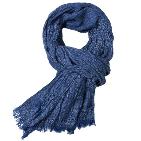 

guttavalli men viscose solid chevron long scarf soft winter summer crepe fashion skinny shawl autumn wrinkle geometric wraps, Blue;gray