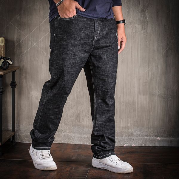 

jeans men plus size 28-40 42 44 46 48 2018 new mens dark blue cotton denim slim straight classic stonewashed jeans