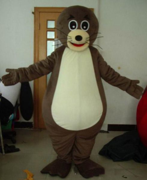

2018 a sea lion mascot costume with small mouth for to wear, Red;yellow