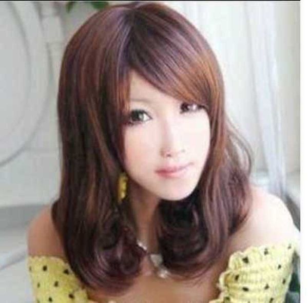 

light brown curly medium hairstyle wig hair sexy, Black;brown