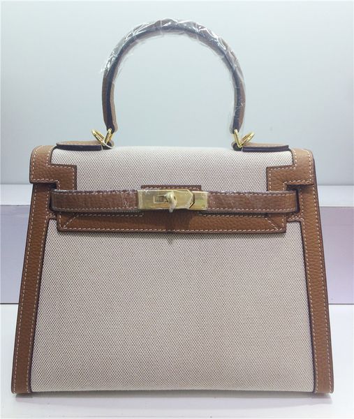 

with 2020 leather lock canvas two-tone sale women genuine shoulder lady 28cm brand strap bags totes fashion handbag wholesale jtwgq, Red;black