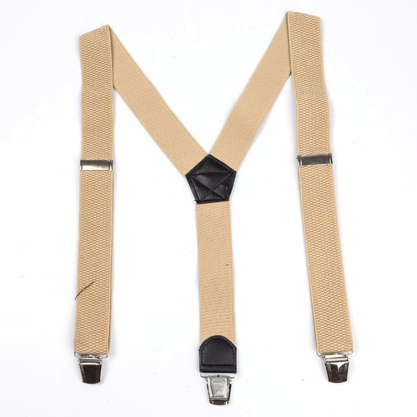 

mens clip-on suspenders 1.5 inch wide elastic y shape adjustable, Black;white