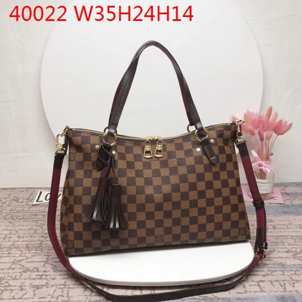 

original leather women's cowhide leather designer brand 35cm large handbags fashion satchel shoulder bags tassel bags n40022 with numbe