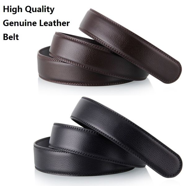 

kaweida no buckle 3.5cm wide double layer real genuine leather automatic buckle belts body strap designer belts men high quality, Black;brown