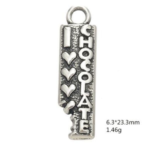

2021 trendy word i love chocolate charm accessory charm jewelry, Bronze;silver
