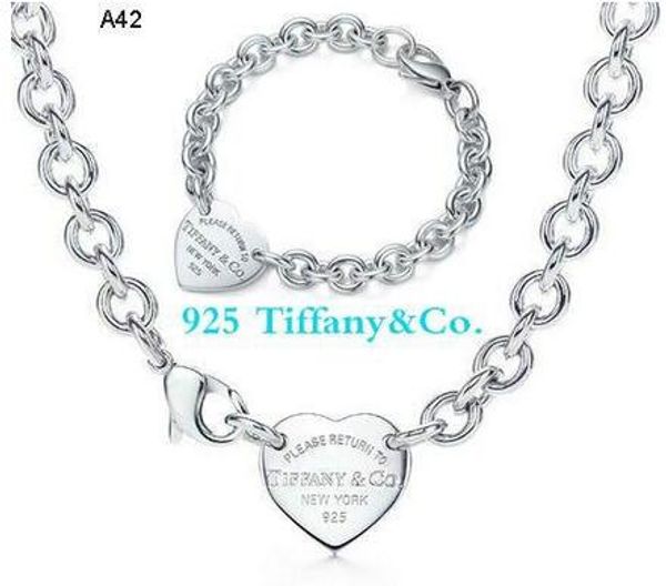 

Celebrity de ign letter 925 ilver ring bracelet earring necklace ilverware metal heart haped jewelery et 3pc with box, Silver