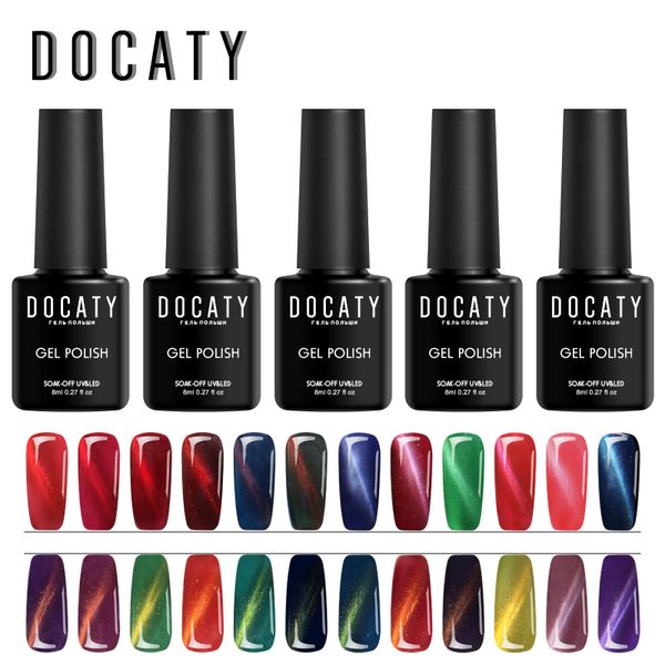 

docaty semi permanent nails color uv gel 3d cat eye magnetic nail gel polish soak off uv led enamel lacquer manicure art, Red;pink