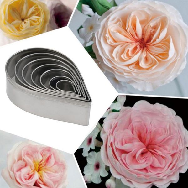 

7 pcs stainless steel rose flower stainless steel fondant cookie cuttter cake mold fondant mold cake decorating tools