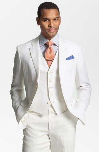

slim fit linen men suits wedding groom tuxedos 3 pieces (jacket+pants+vest) groomsmen bridegroom suits man blazer, Black;gray