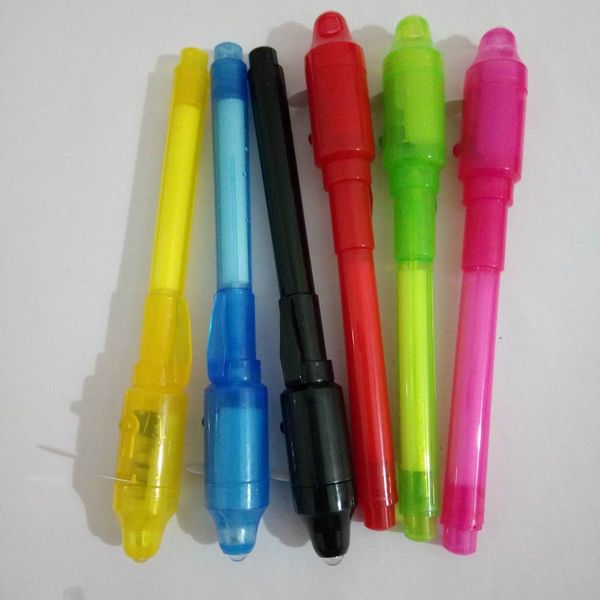 

200pcs magic 2 in 1 uv light combo creative stationery invisible ink pen popular random color, Black;red
